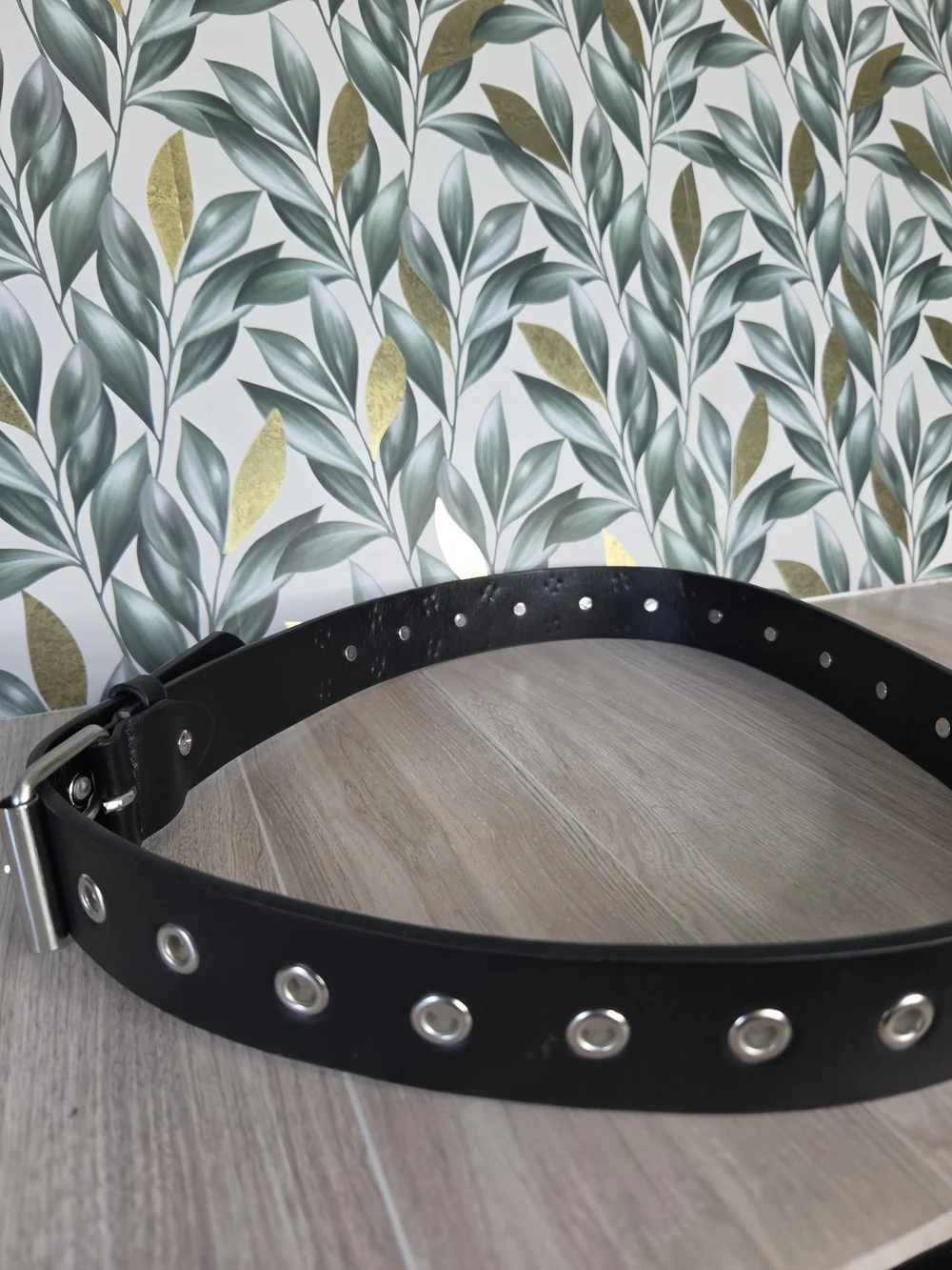 Y2K Black Faux Leather Star Studded Belt Silver Grommet Roller Buckle Punk